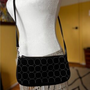 Chic Black Circle-Patterned Crossbody Bag